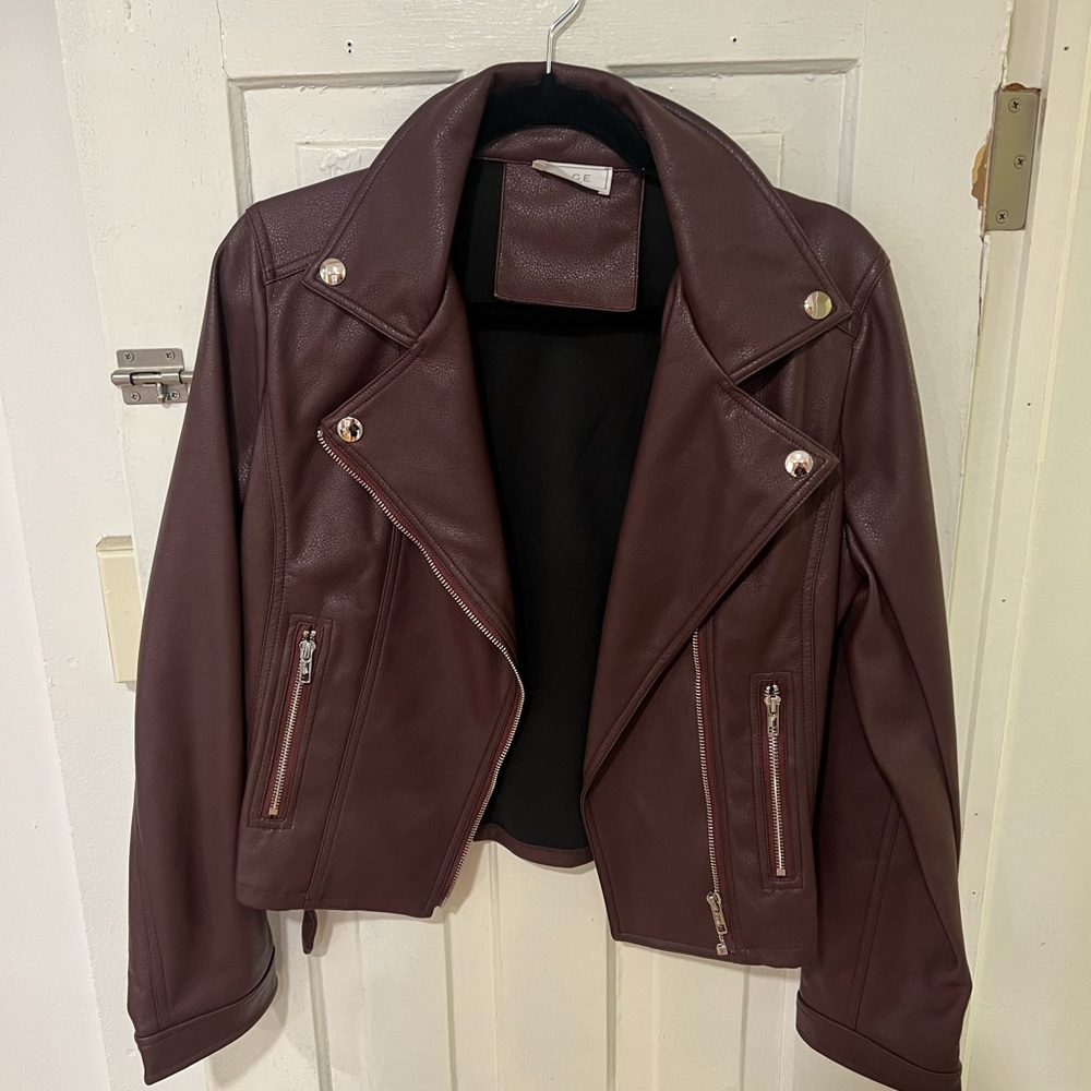 Sage The Label Dark Maroon Leather Jacket Size Medium